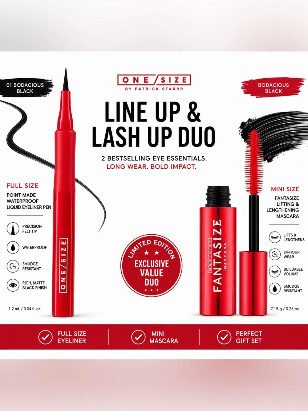 ONE/SIZE Line Up & Lash Up Duo | Full Size Eyeliner + Mini Fantasize Mascara NIB